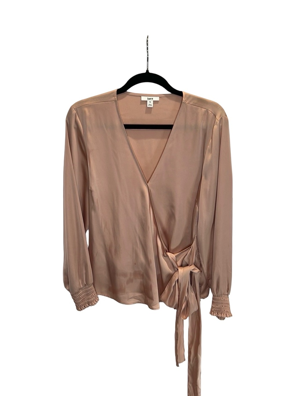 Bar III Dusty Rose Satin Wrap Blouse
